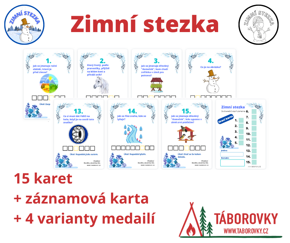 Zimní stezka vhodná zábava pro děti na ven, PDF materiál